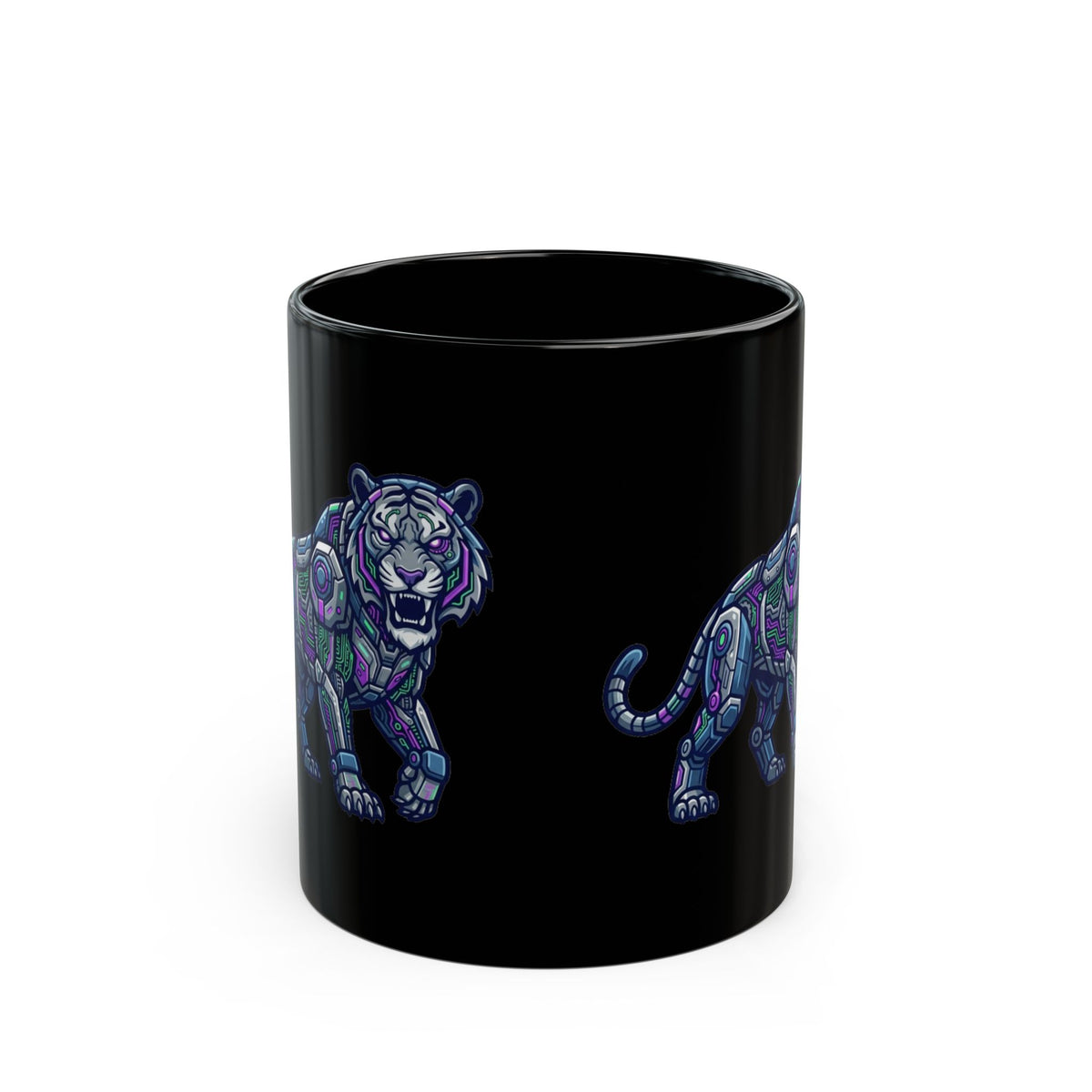 "Cyber Tiger" Black Ceramic Mug