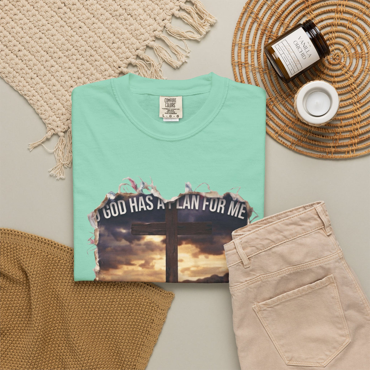 "God Has A Plan For Me" Unisex Garment-Dyed Tee