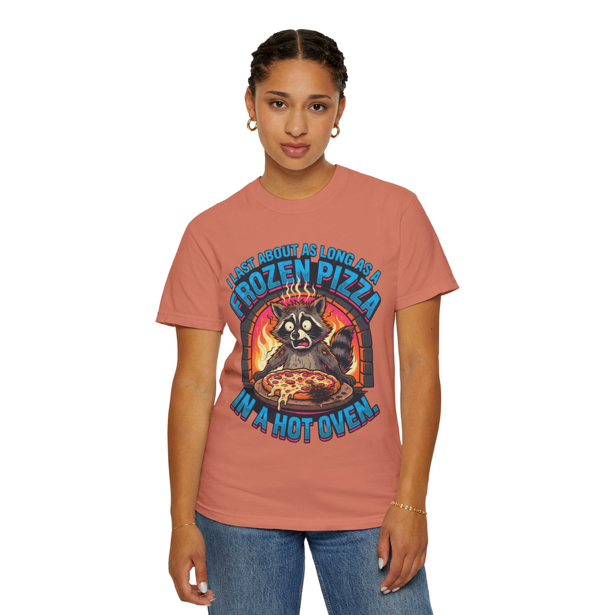 Color: Terracotta | Frozen Pizza in a Hot Oven Unisex Garment-Dyed Tee