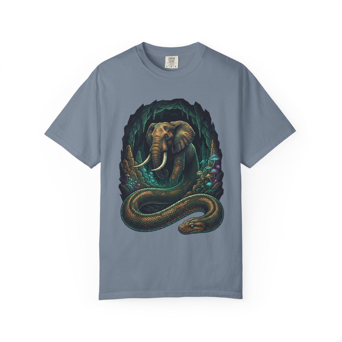Color: Blue Jean | Grootslang (South African Mythology) Unisex Garment-Dyed Tee