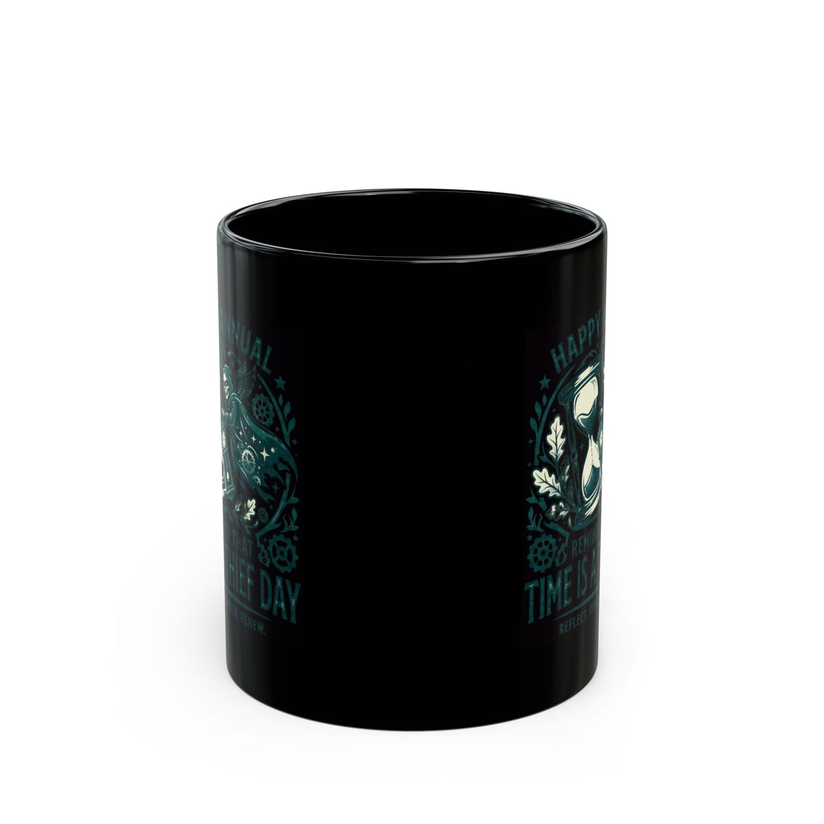 "Time Is A Thief Day" Black Ceramic Mug