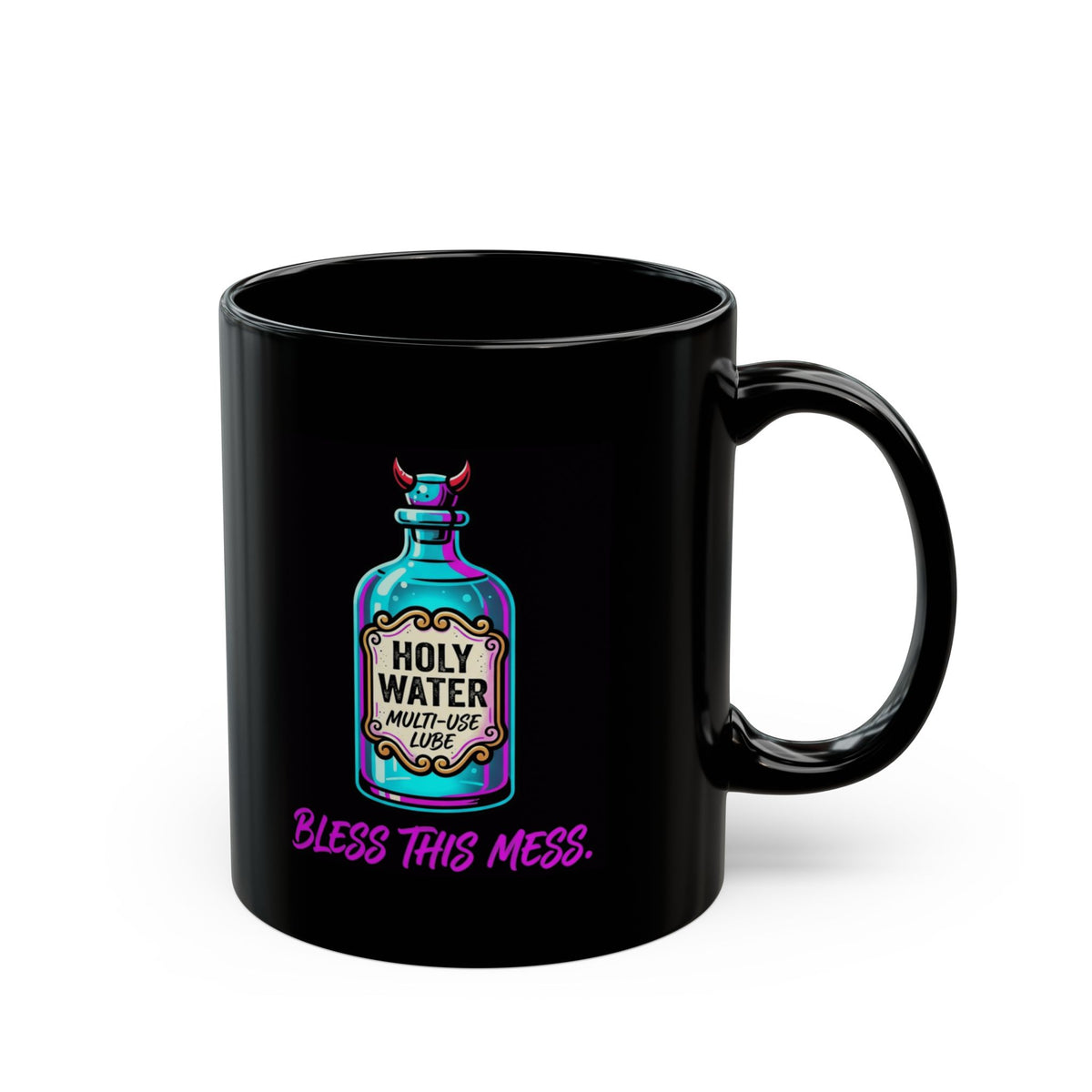 "Holy Lube" Black Ceramic Mug