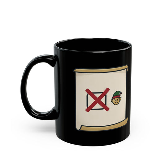 "Checking It Twice" Black Ceramic Mug — Graphic