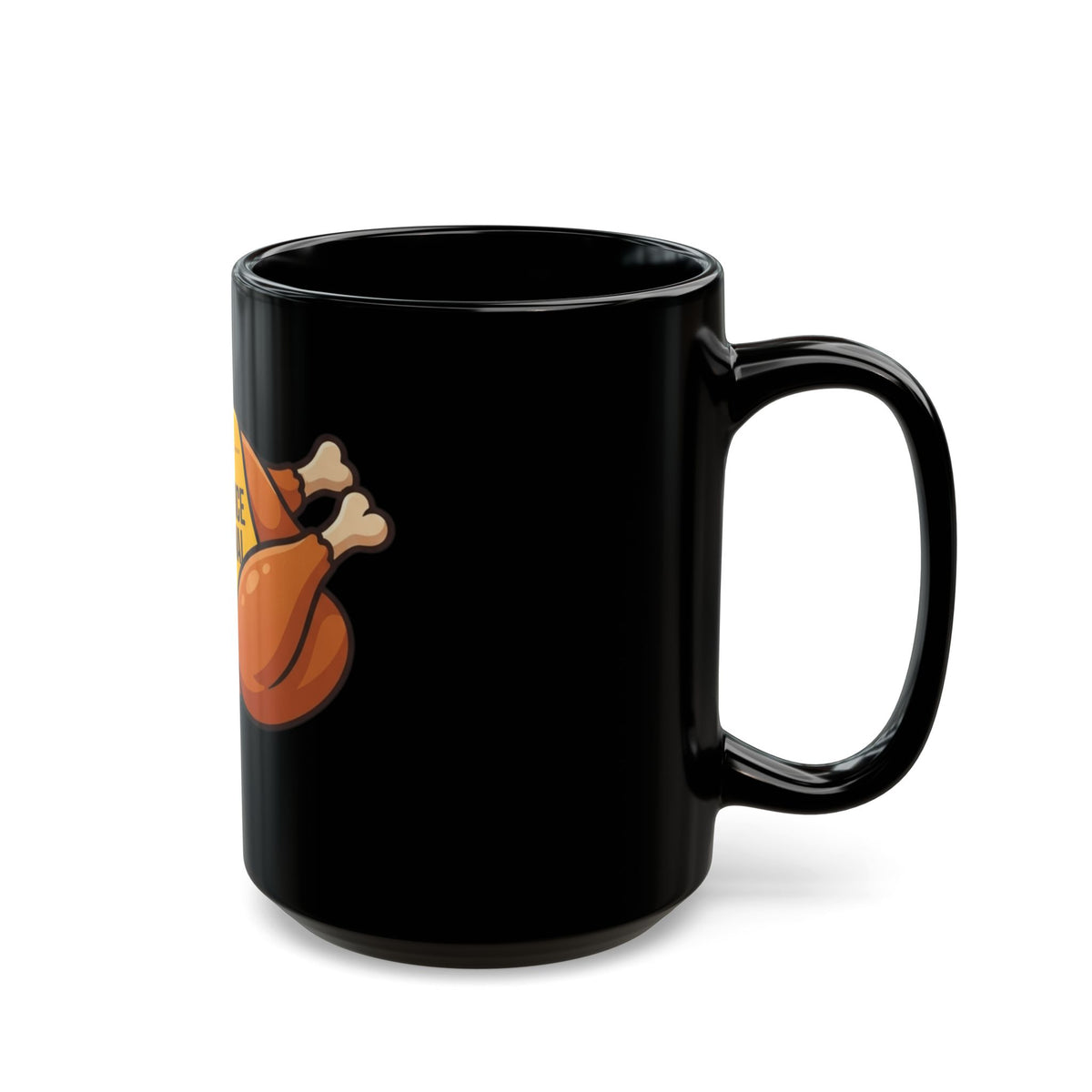 "Emotional Support Turkey" Black Ceramic Mug — Graphic
