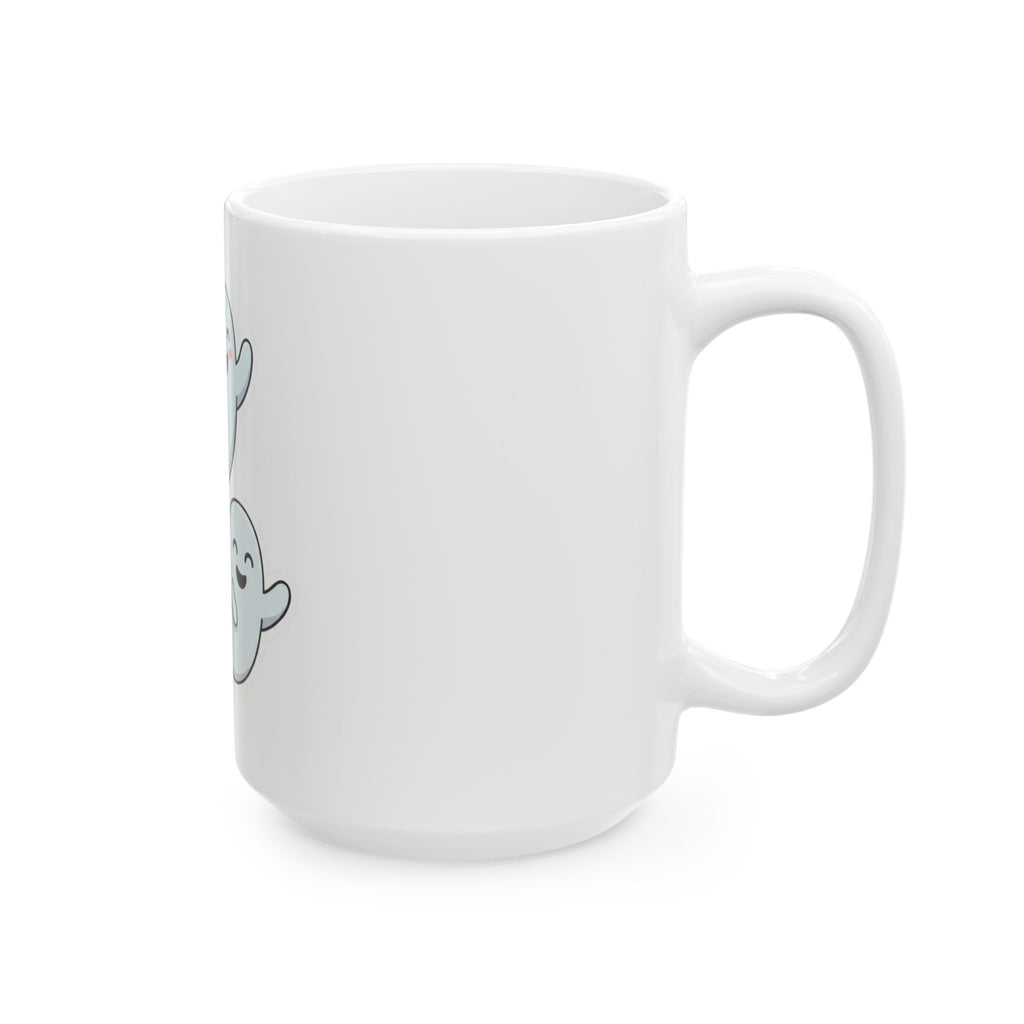 "Ghosts" White Ceramic Mug