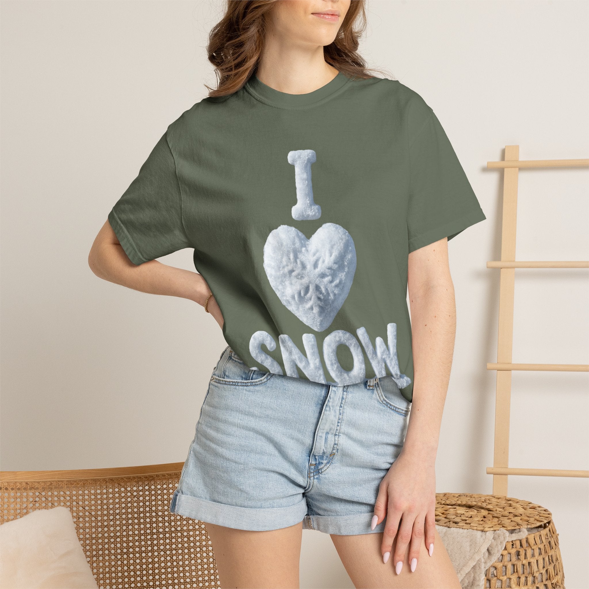 "I Love Snow" Unisex Garment-Dyed T-shirt