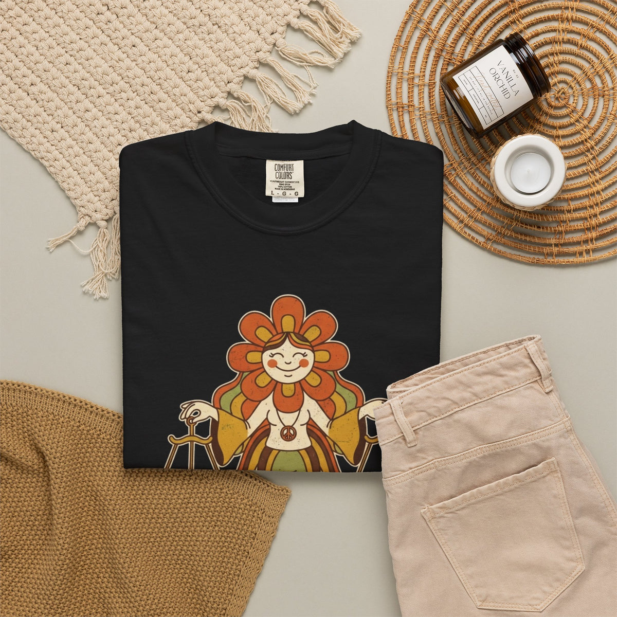"Retro Mascot Groovy Libra" Unisex Garment-Dyed Tee