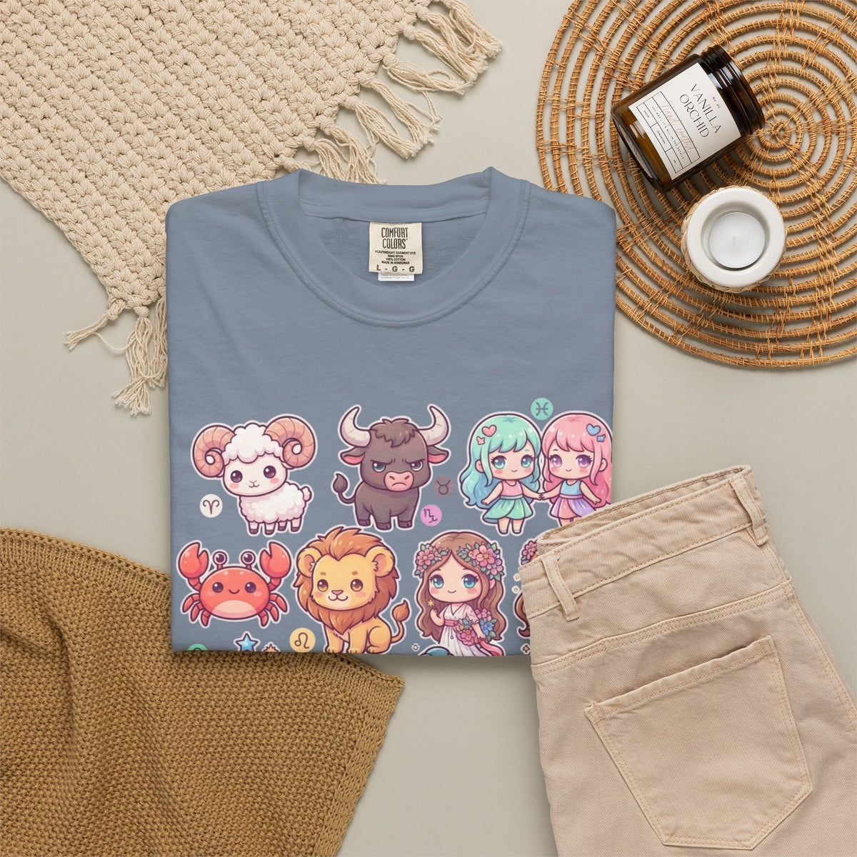 "Cute Chibi Zodiac" Unisex Garment-Dyed Tee