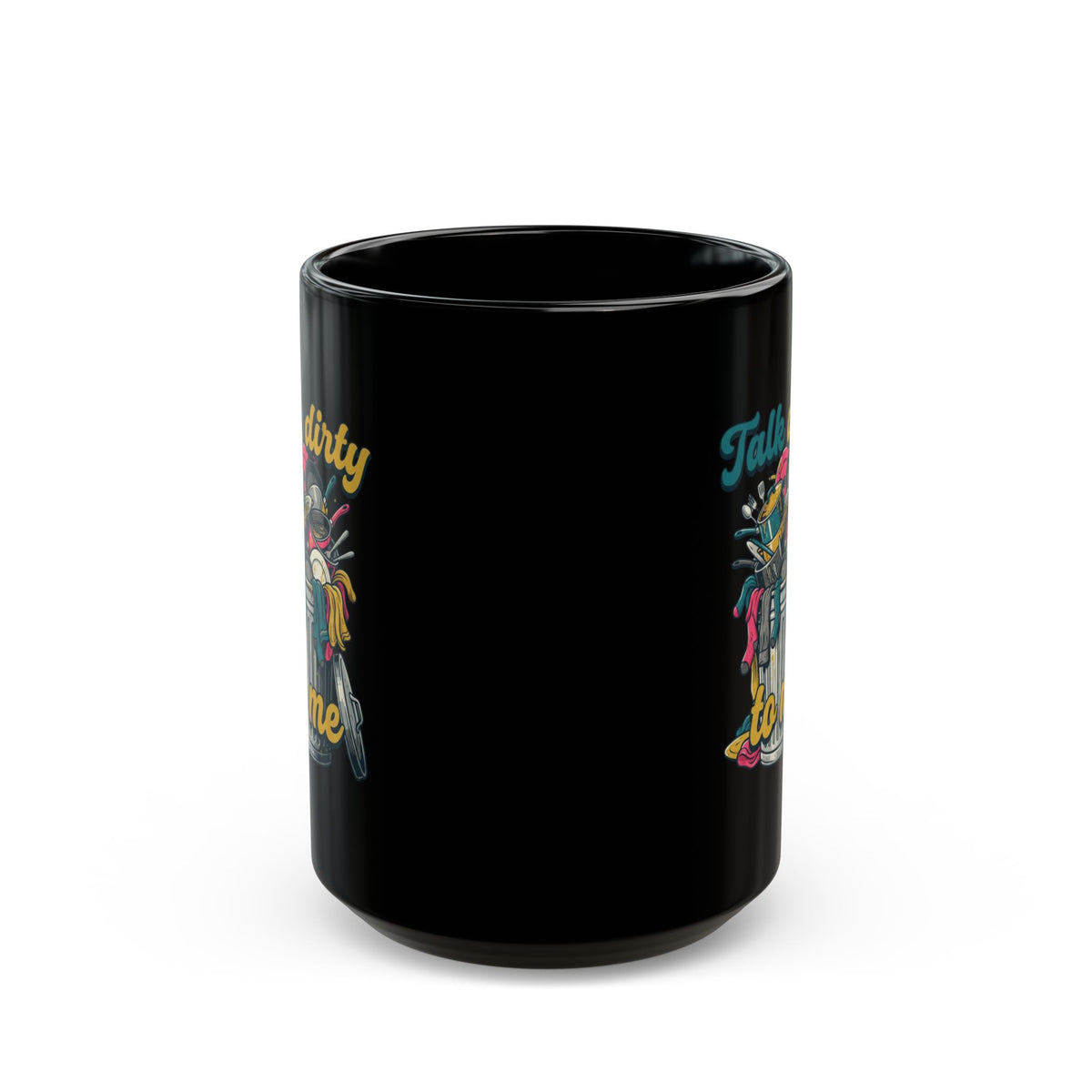 "Talk Dirty to Me" Black Ceramic Mug