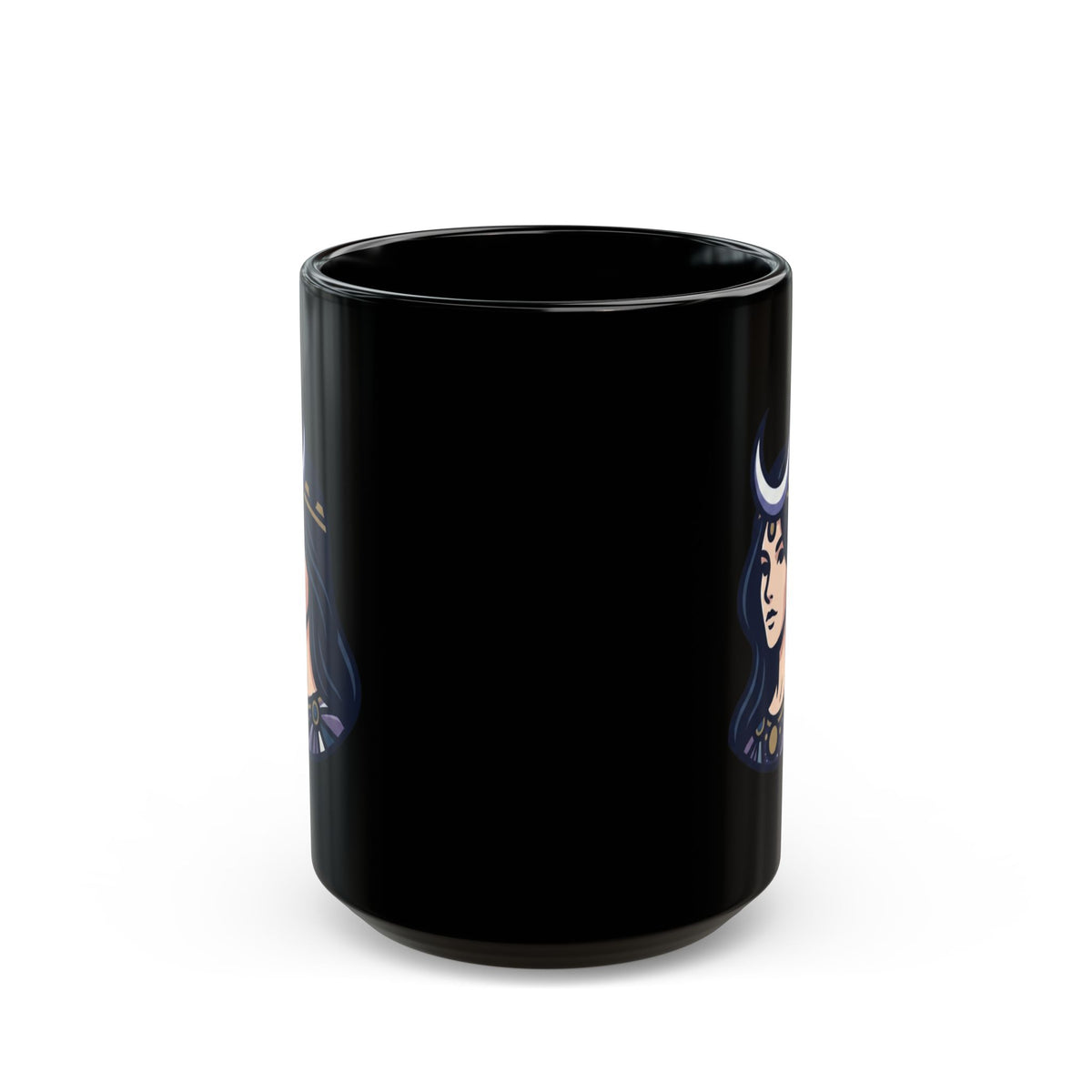 "The Cosmic Tarot (High Priestess)" Black Ceramic Mug — Graphic