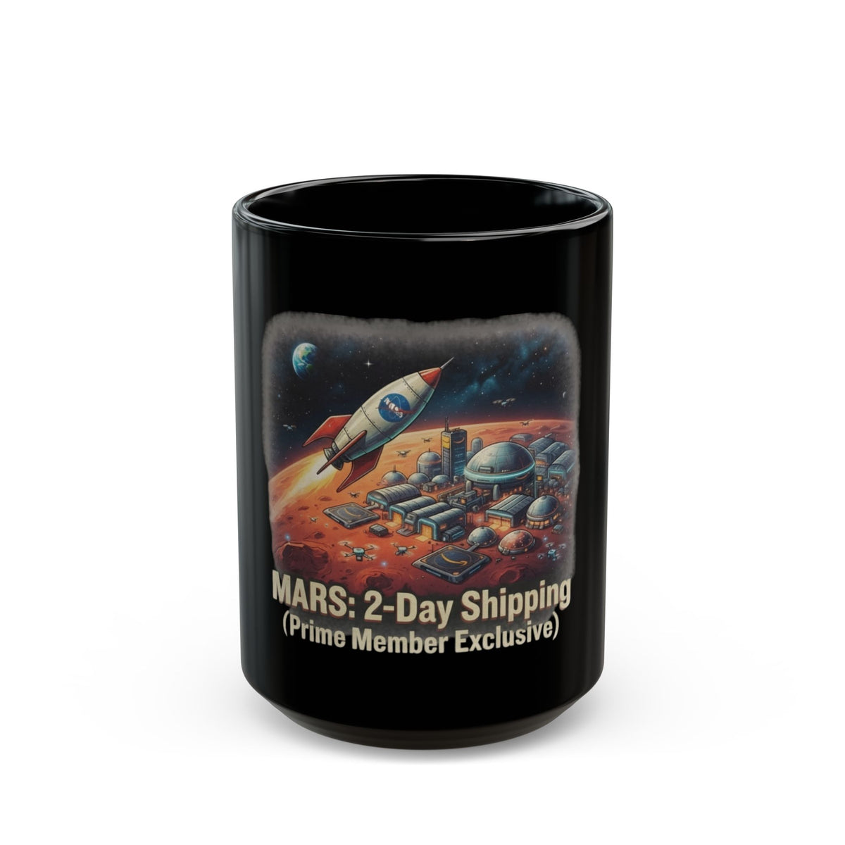 "Mars 2 Day Shipping" Black Ceramic Mug