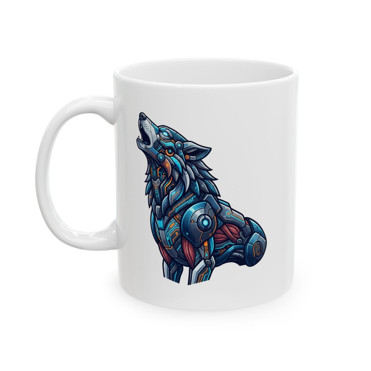 "Cyber Wolf" White Ceramic Mug