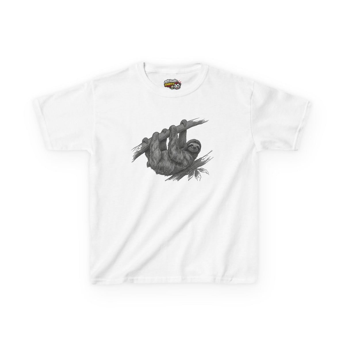 "Pencil Sketch Art Sloth" Kids Tee