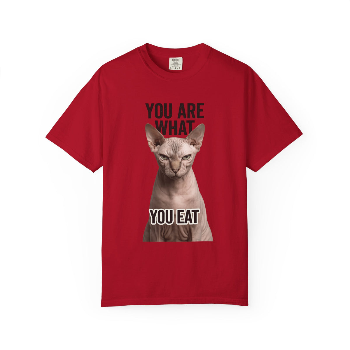 Color: Red | You Are What You Eat - Cat 1 Unisex Garment-Dyed T-shirt