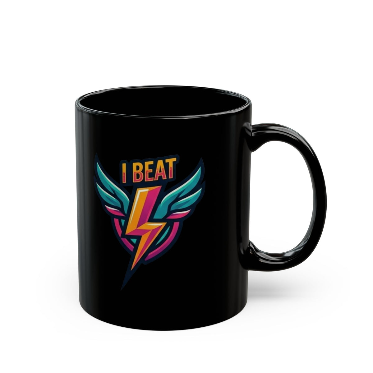 "I Beat Cancer - What is Your Superpower" Black Ceramic Mug — Graphic