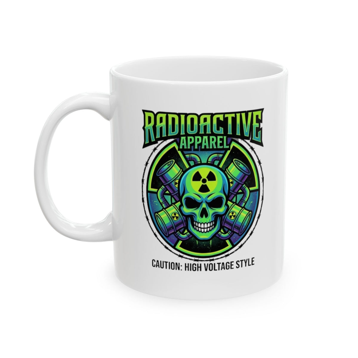 "Radioactive Apparel" White Ceramic Mug