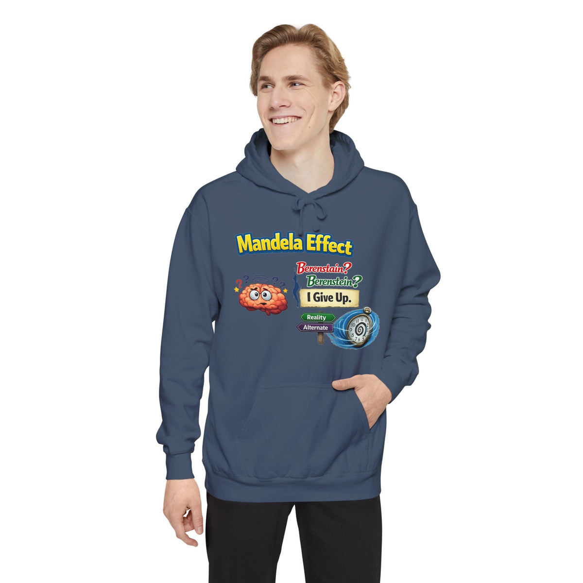 Color: Denim | Wait, That's Not How I Remember It | Garment-Dyed Hoodie — AttitudeShirts