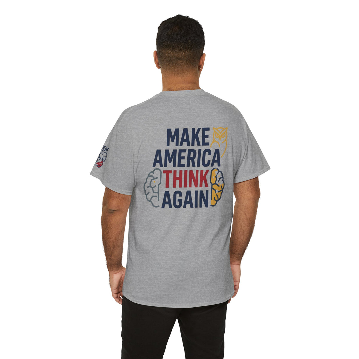 Color: Sport Grey | Make America Think Again Premium Graphic Tee