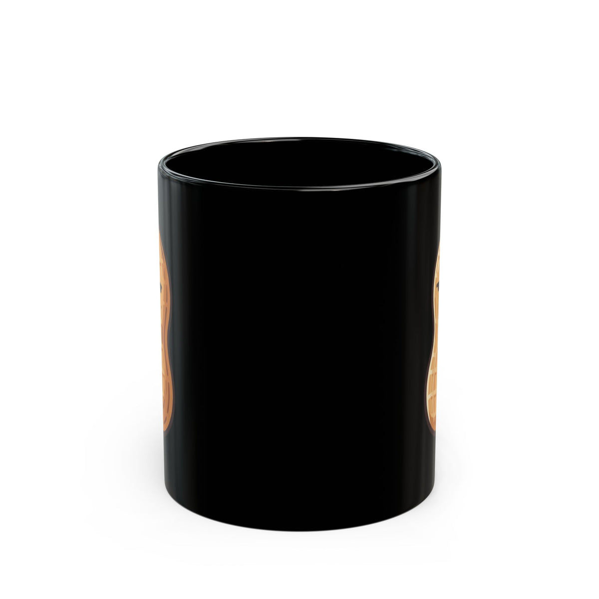 "Warning Contains Nuts" Black Ceramic Mug — Graphic