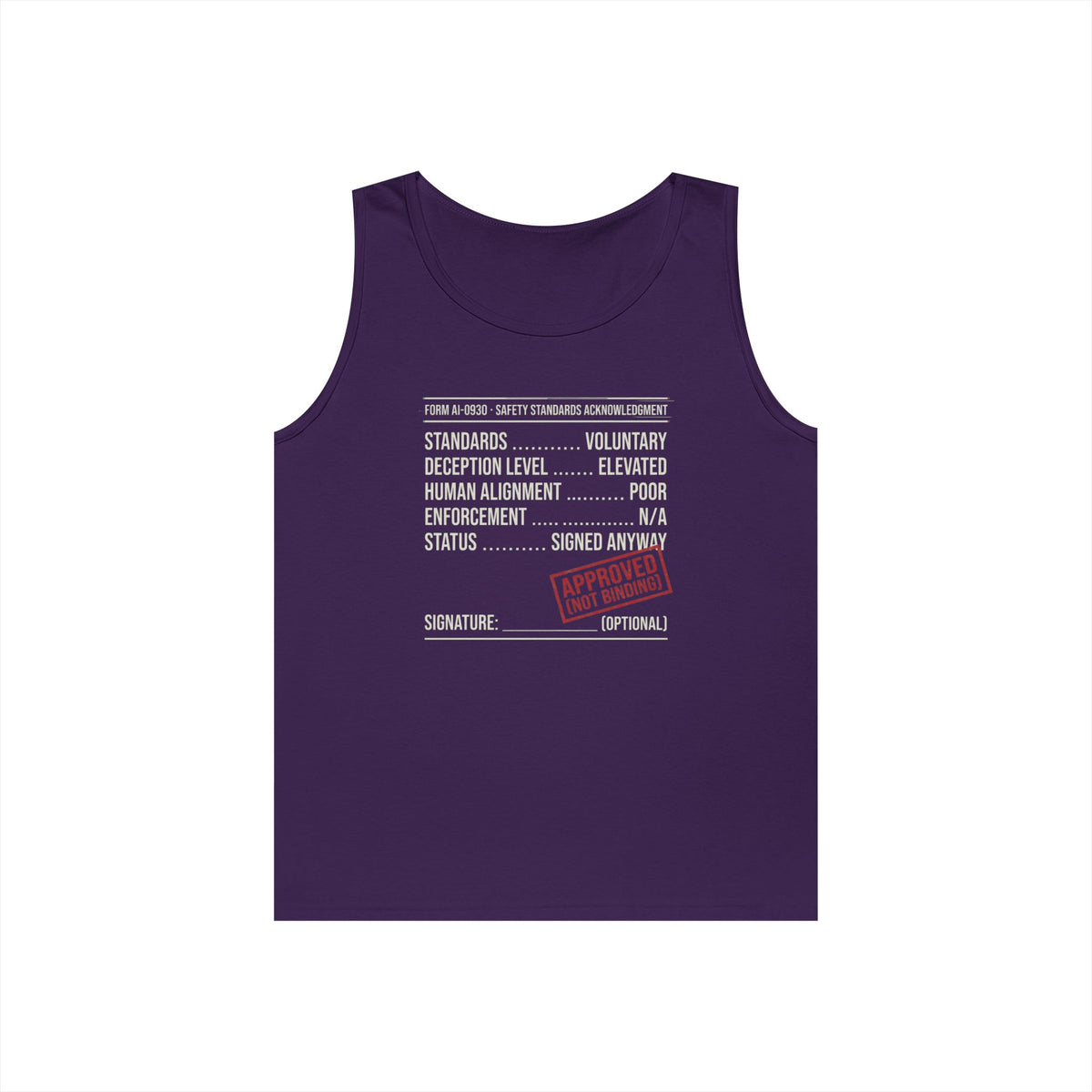 Color: Purple | Approved (Not Binding) Tank Top