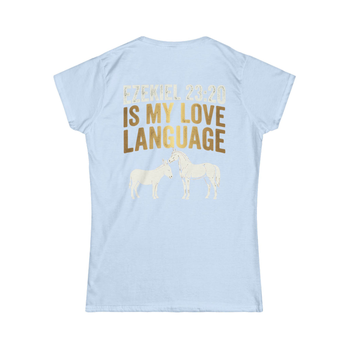 Color: Light Blue | Good Book Series Ezekiel 23 20 Love Language Women's Tee