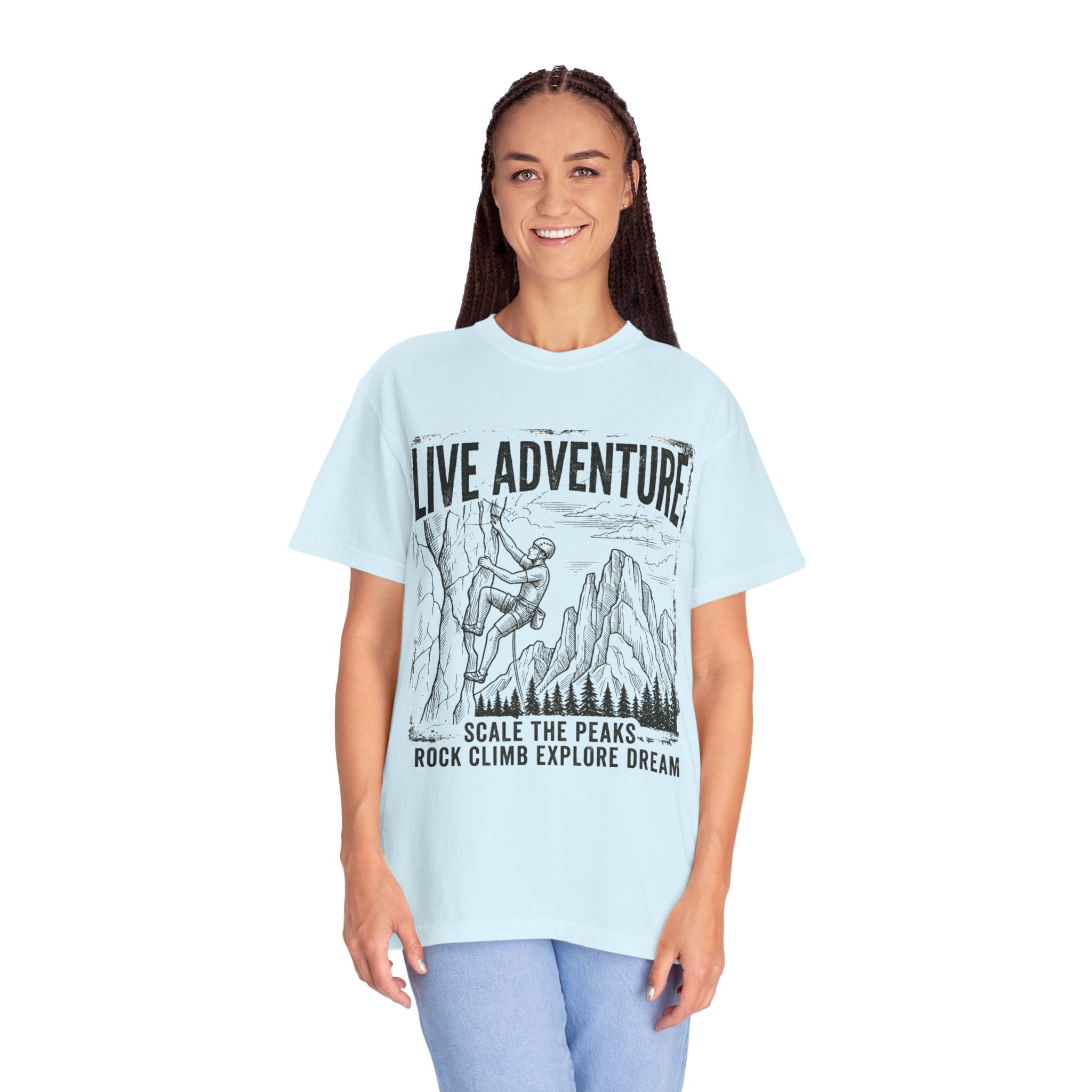 "Live Adventure - Climb" Unisex Garment-Dyed Tee