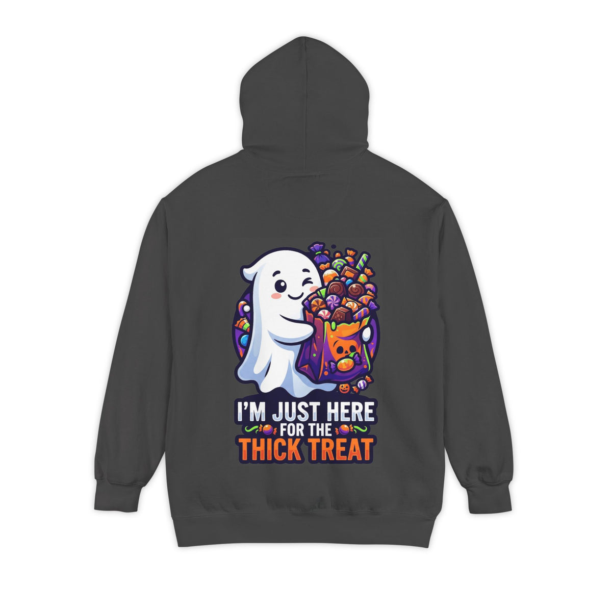 Color: Pepper | I'm Just Here For The Thick Treat Garment-Dyed Hoodie