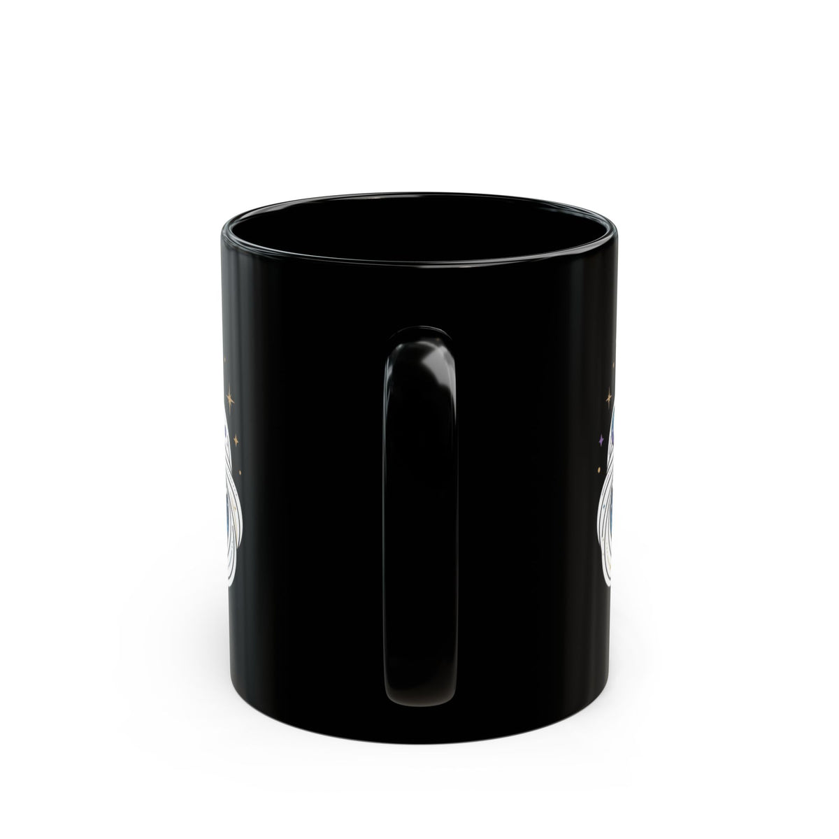 "Gemini The Celestial Twins" Black Ceramic Mug — Graphic