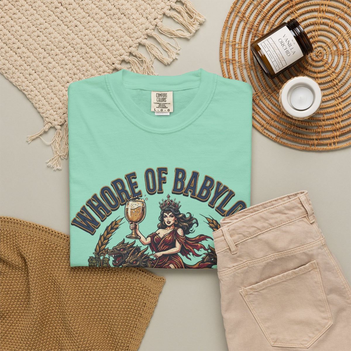"Good Book Series Whore of Babylon" Unisex Garment-Dyed Tee