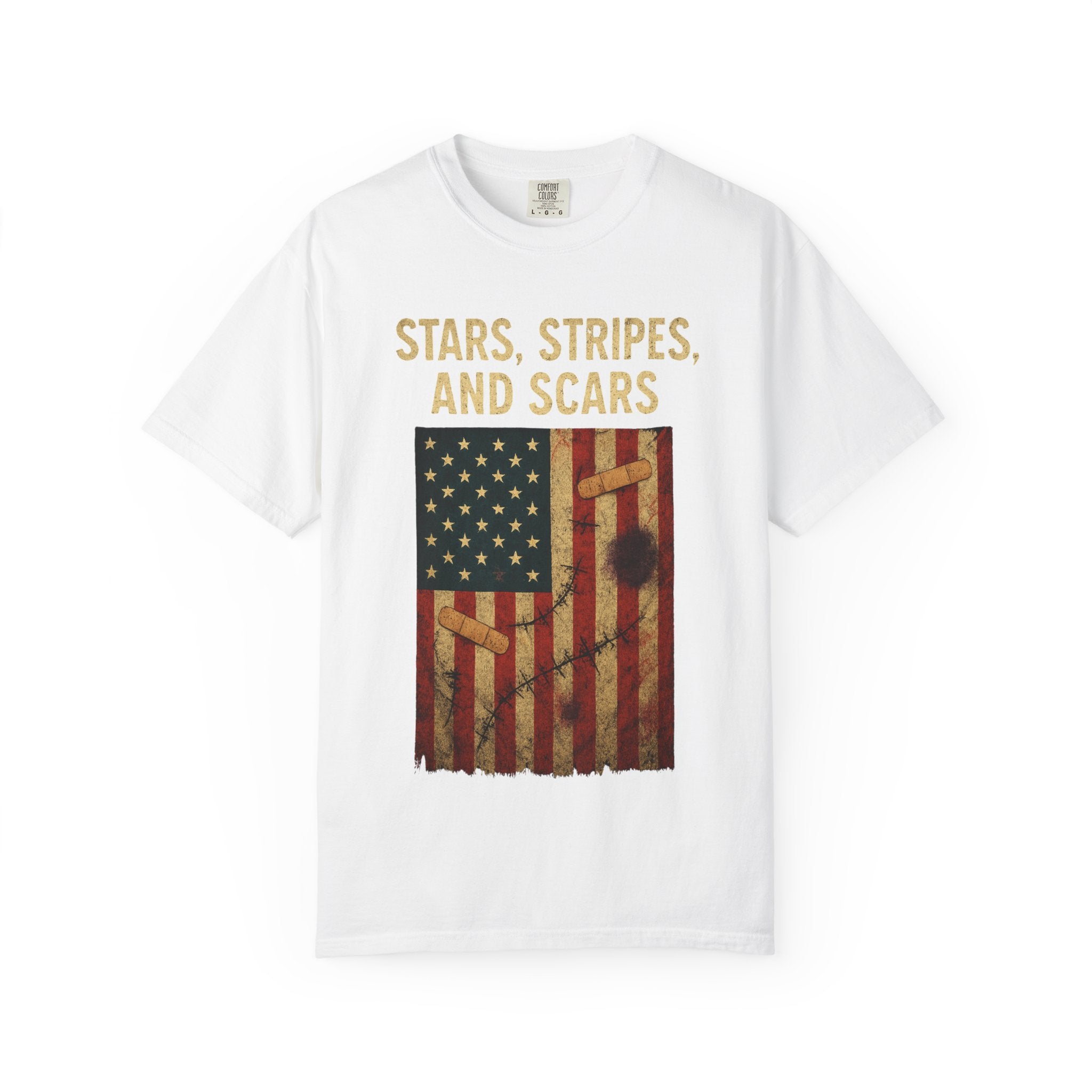 "STARS, STRIPES, AND SCARS" Unisex Garment-Dyed T-shirt