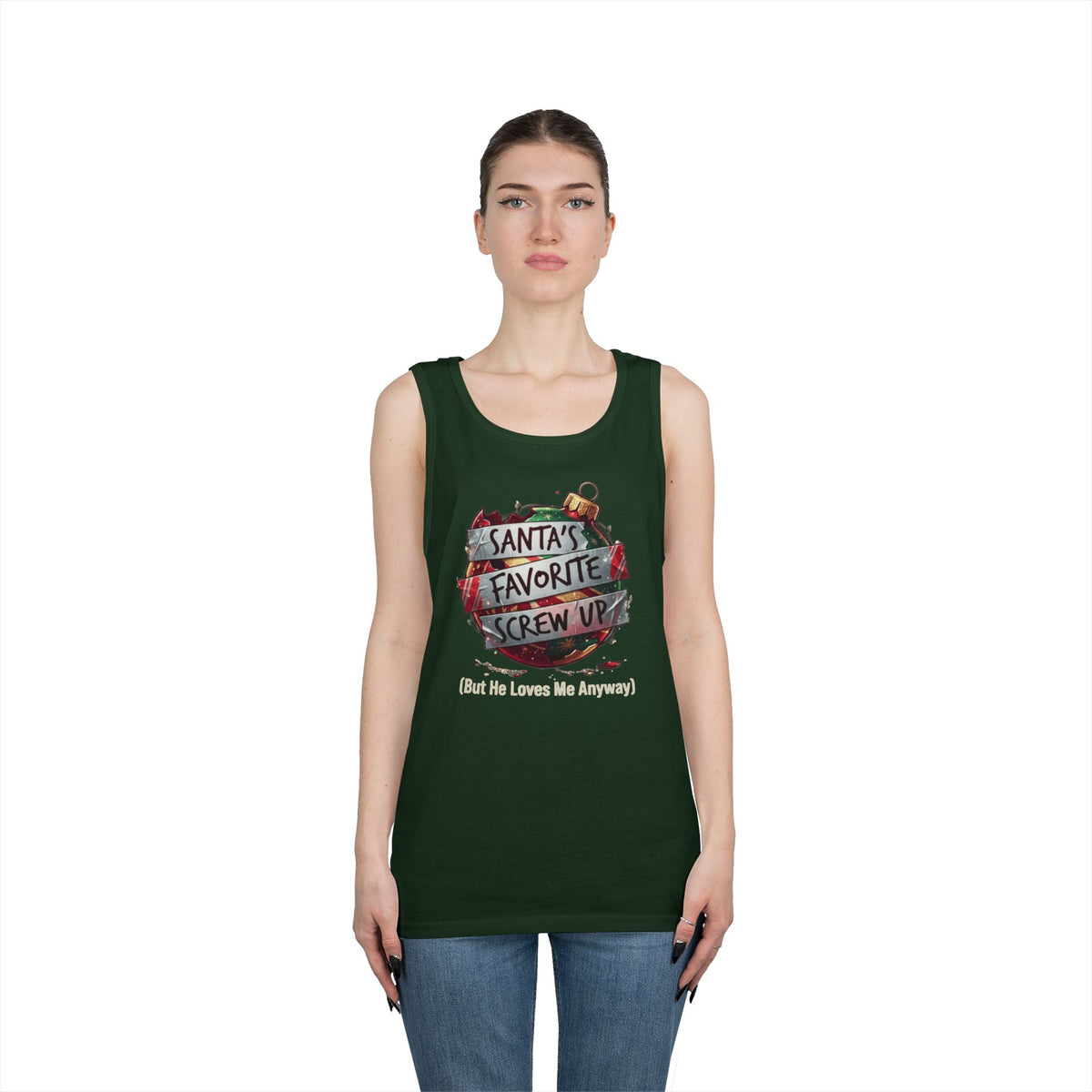 Color: Forest Green | Santa's Favorite Screw Up Tank Top