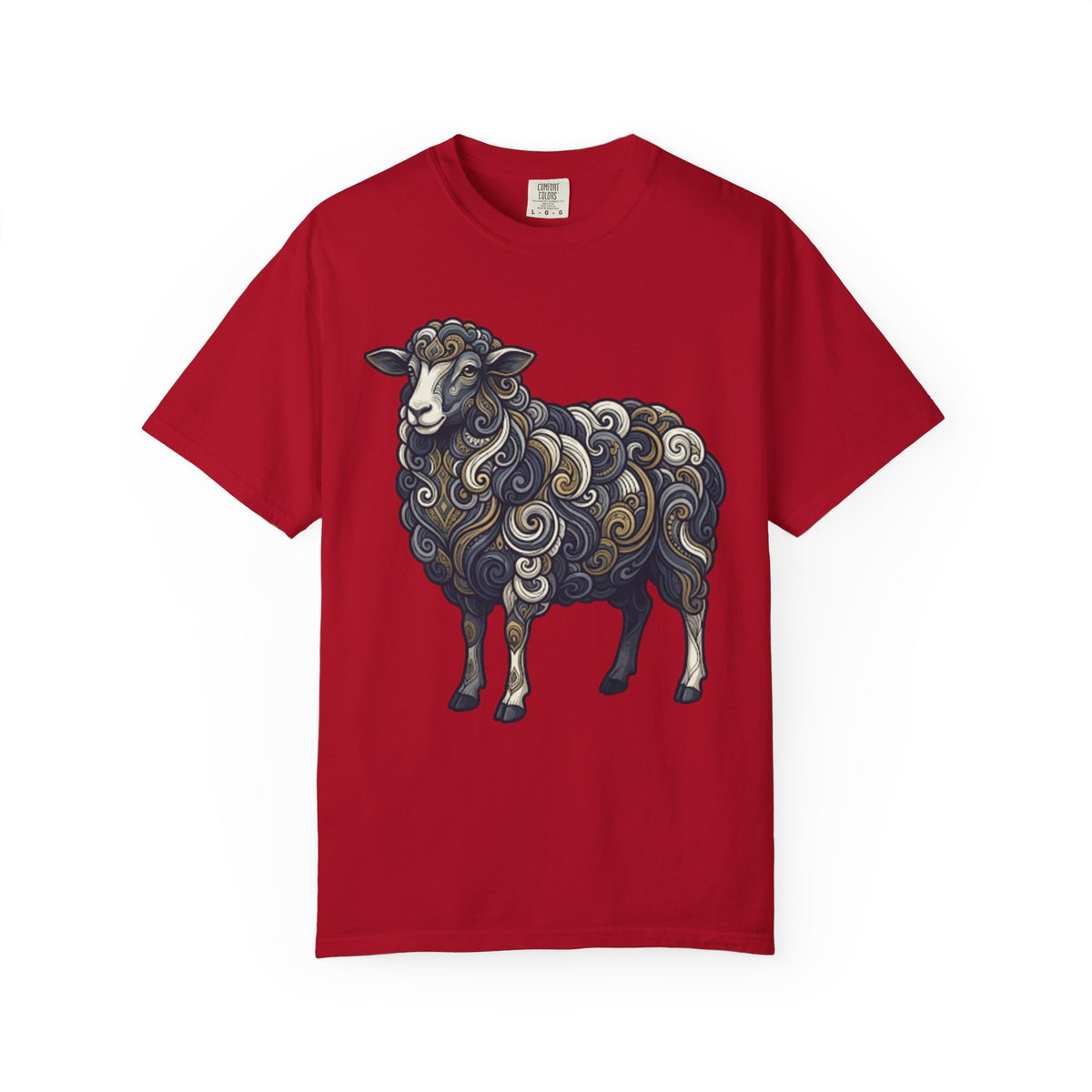 Color: Red | Barnyard Sheep Unisex Garment-Dyed Tee