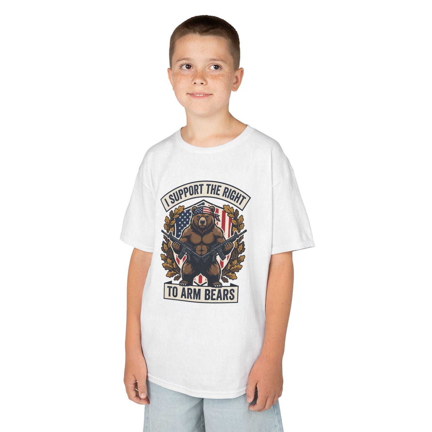 Kids T‑Shirt — "I Support The Right To Arm Bears" Patriotic Bear Graphic Tee