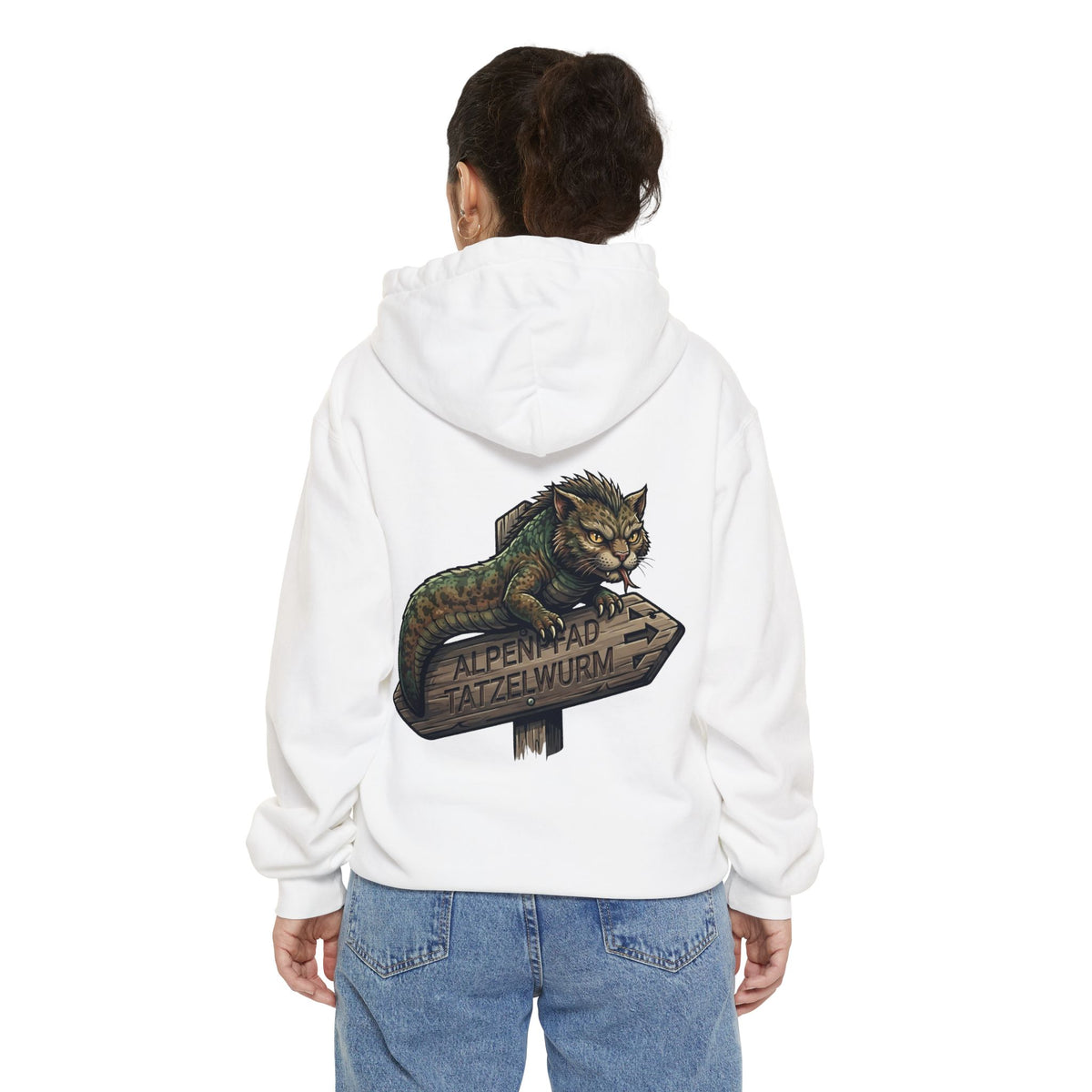 Color: White | Tatzelwurm (Alpine Europe) Garment-Dyed Hoodie