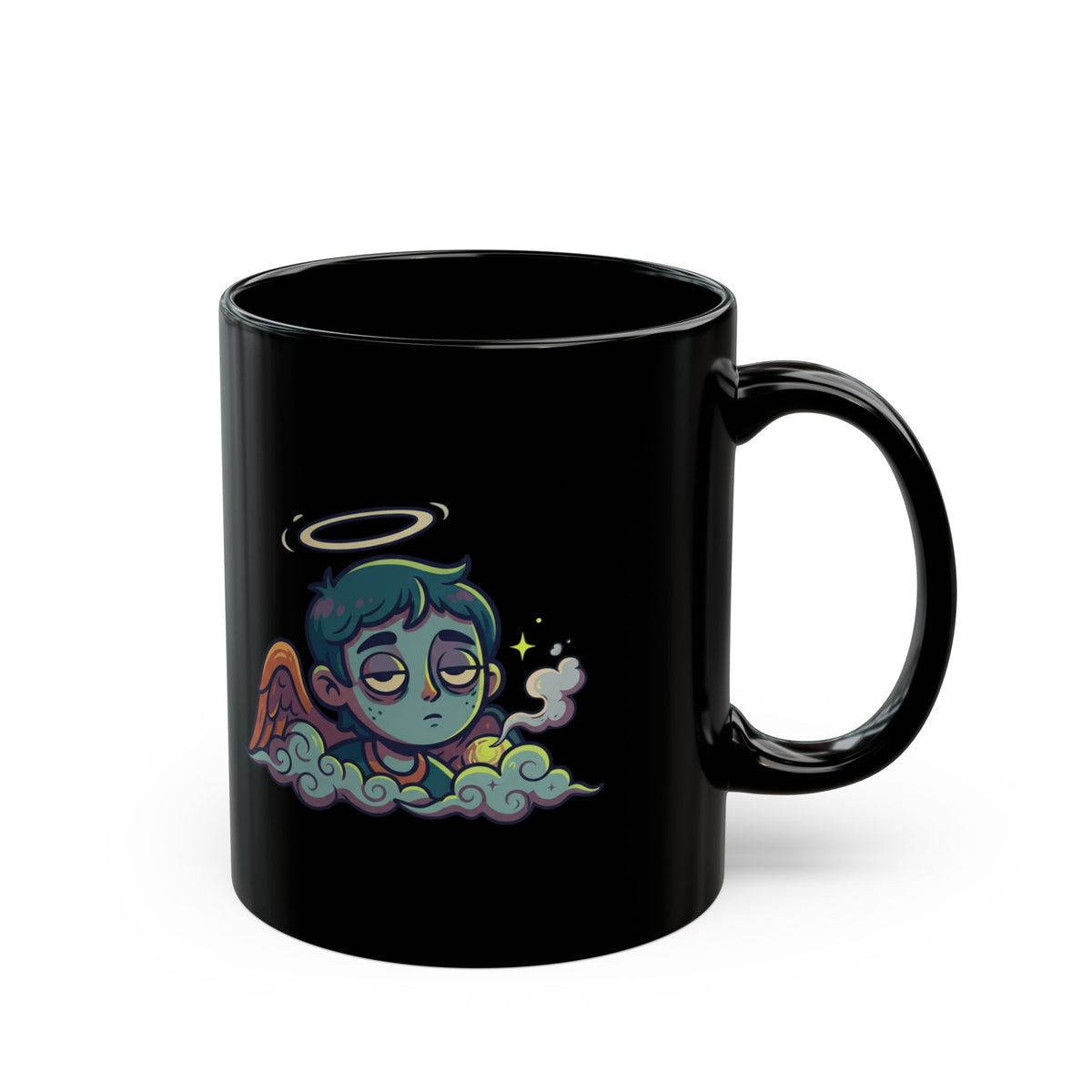 "Hark The Herald Angels" Black Ceramic Mug — Graphic