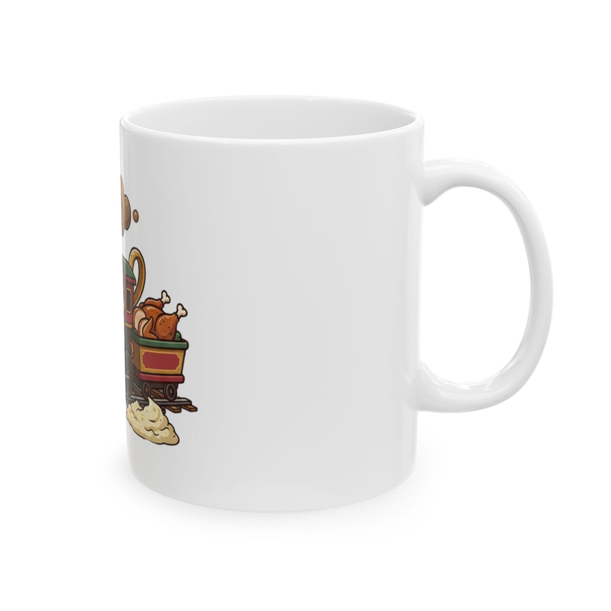 "Next Stop Food Coma" White Ceramic Mug — Graphic