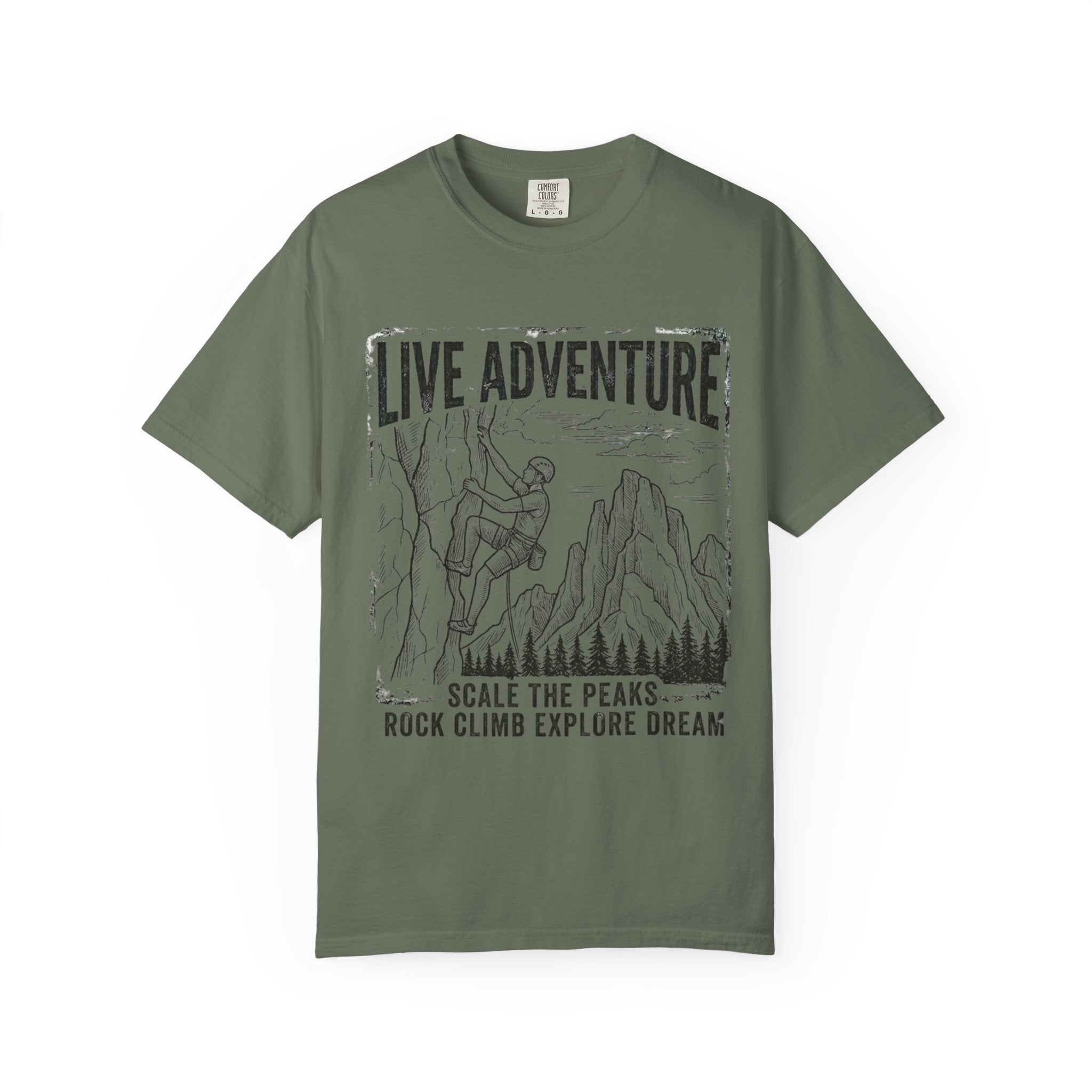 "Live Adventure - Climb" Unisex Garment-Dyed Tee