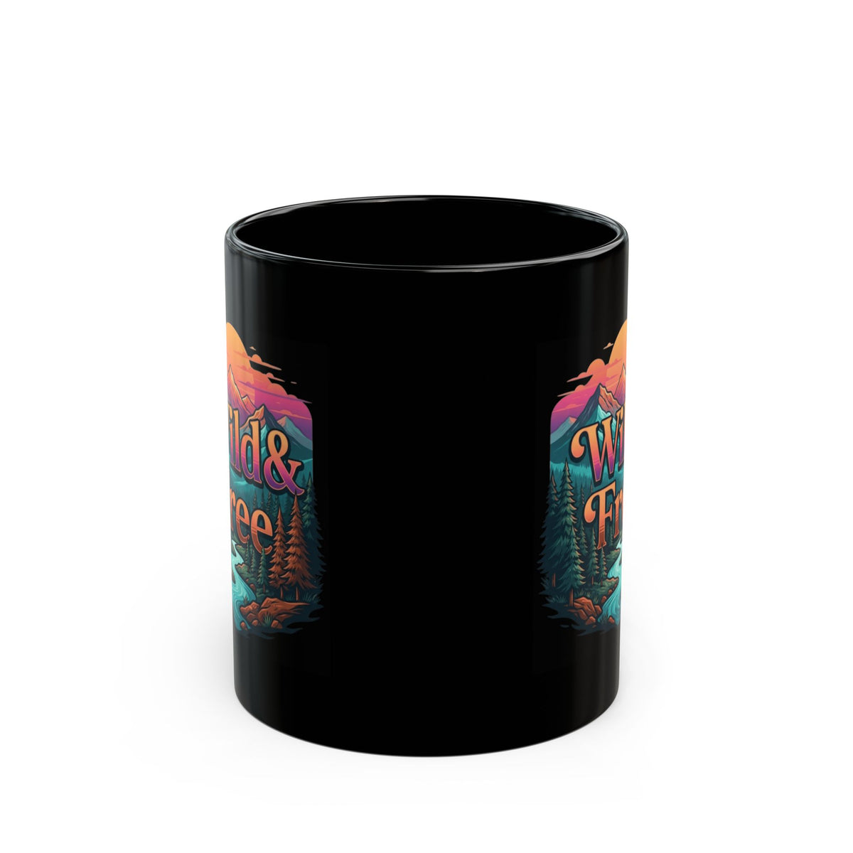 "Wild & Free" Black Ceramic Mug