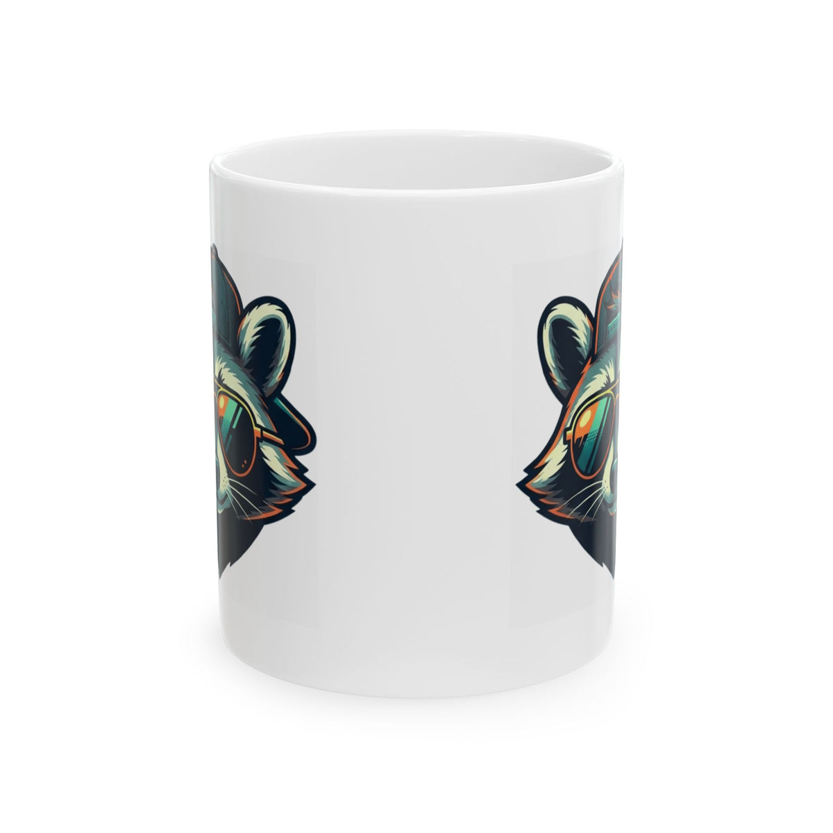 "Raccoon Energy" White Ceramic Mug — Graphic