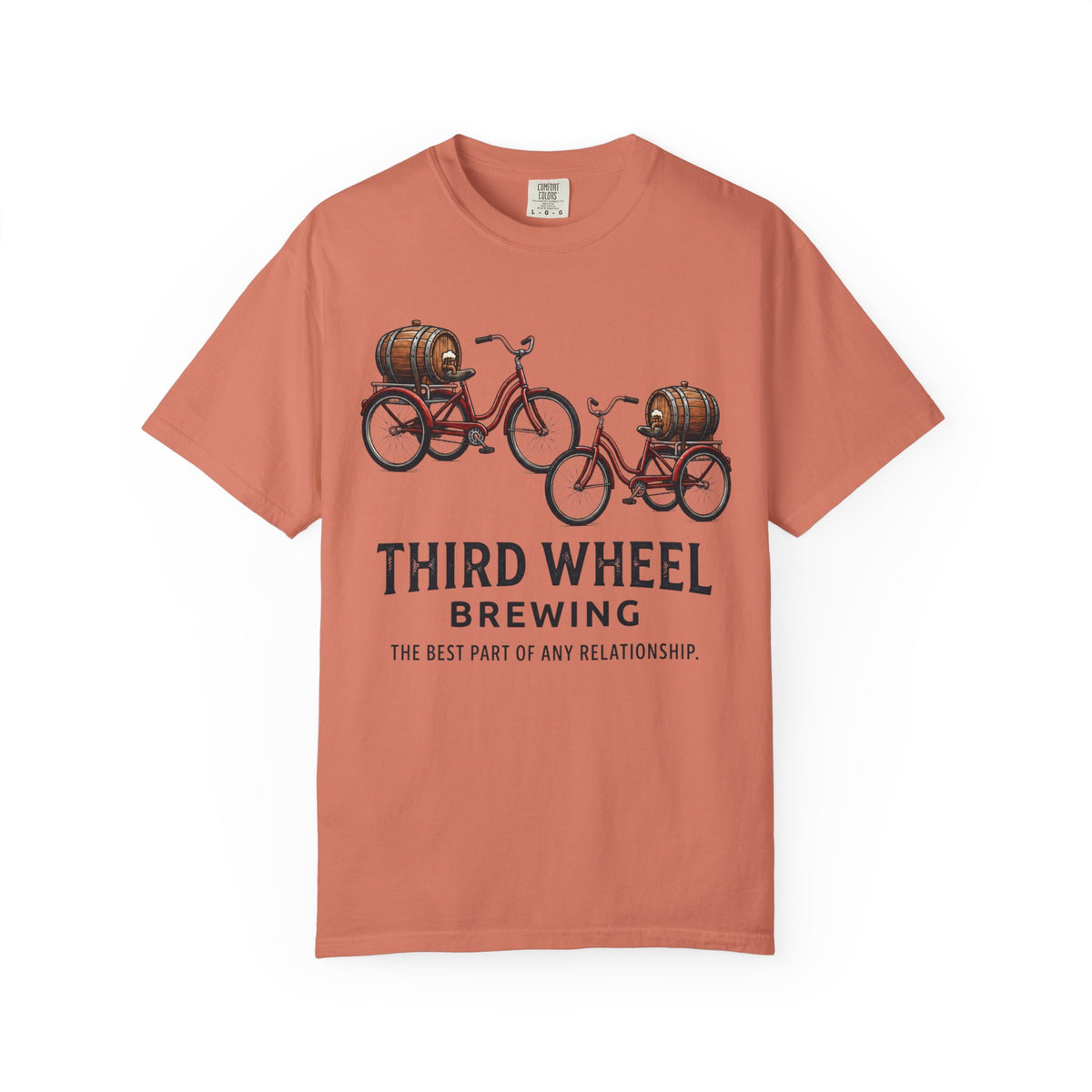 Color: Terracotta | Third Wheel Brewing Unisex Garment-Dyed Tee