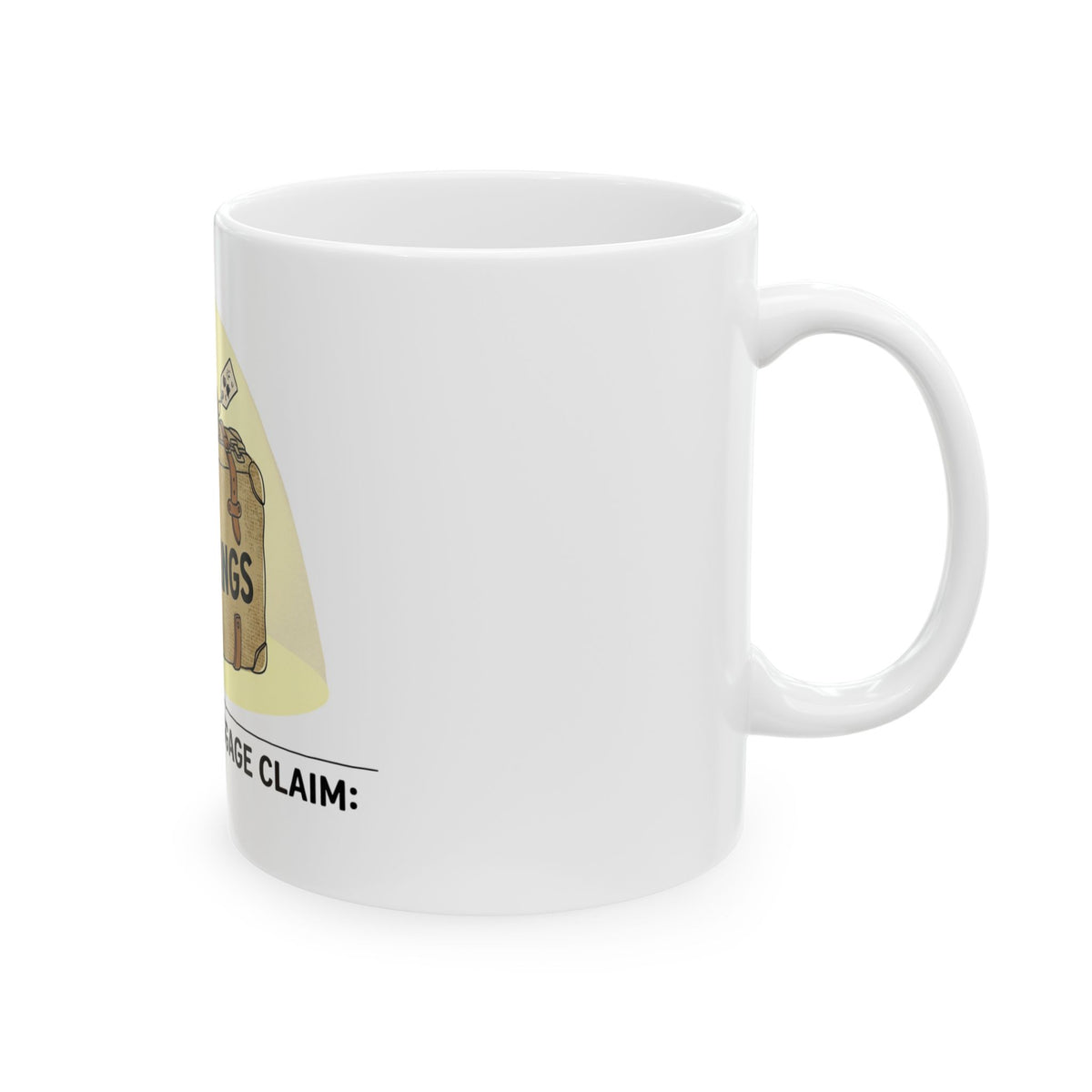 "Emotional Baggage Claim" White Ceramic Mug — Graphic