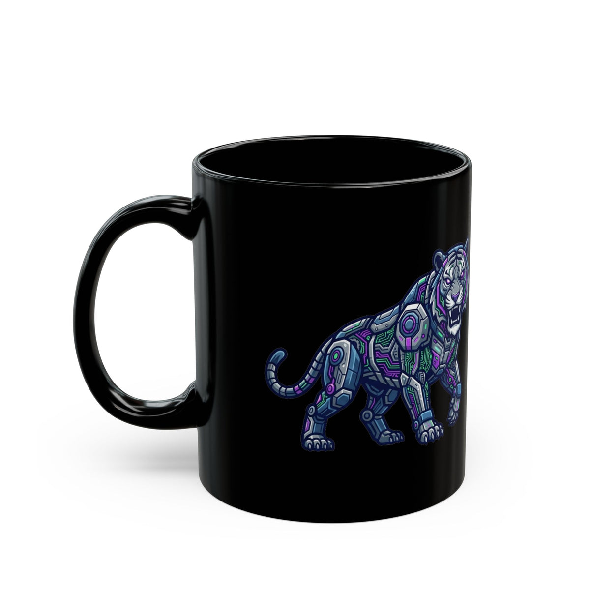 "Cyber Tiger" Black Ceramic Mug