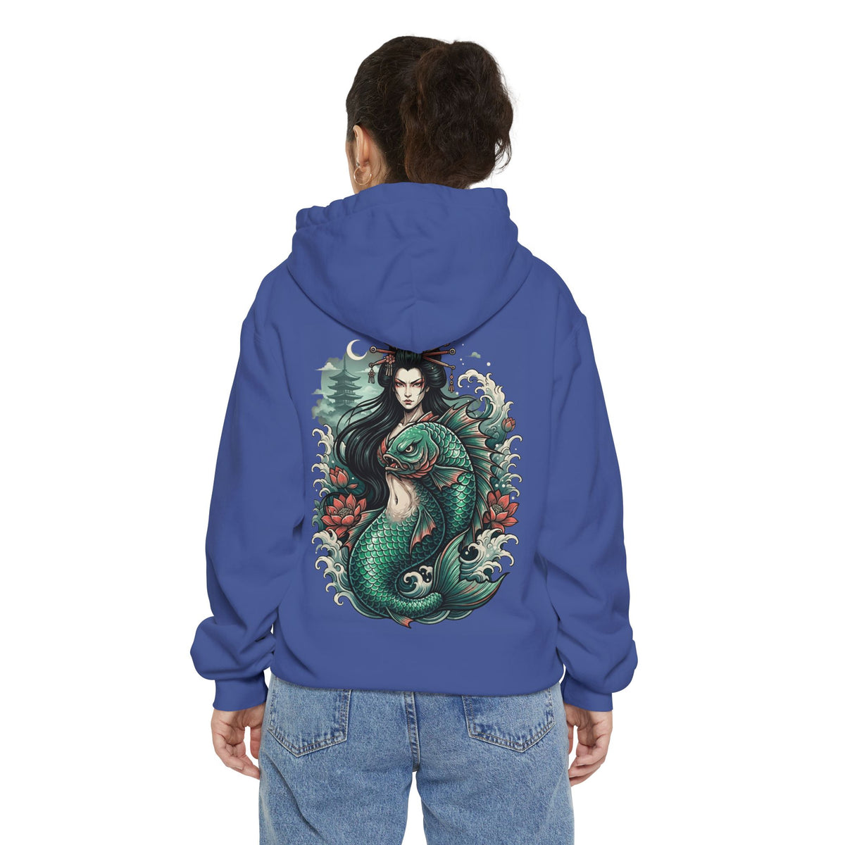 Color: Flo Blue | Ningyo (Japanese Folklore) Garment-Dyed Hoodie