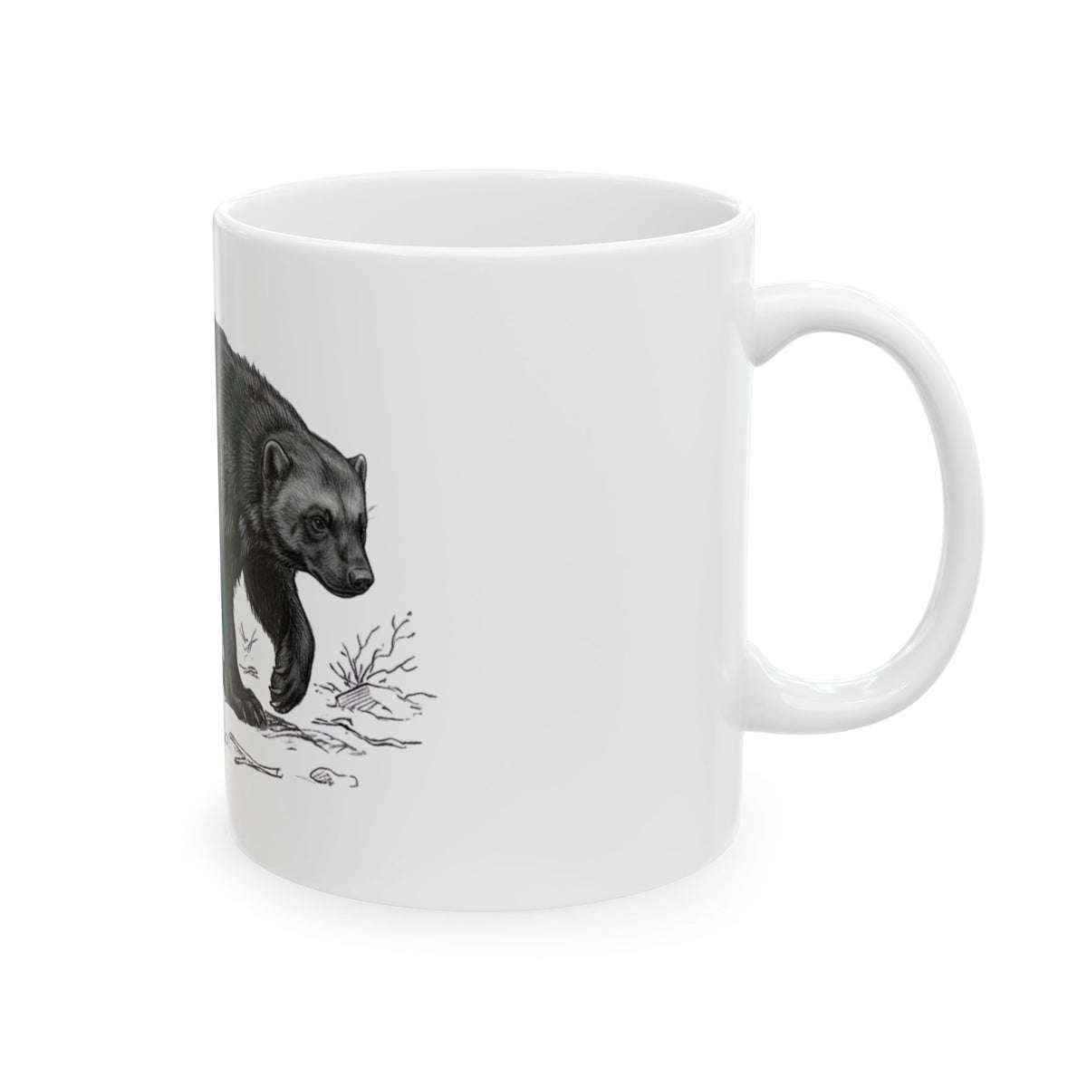 "Pencil Sketch Art Wolverine" White Ceramic Mug