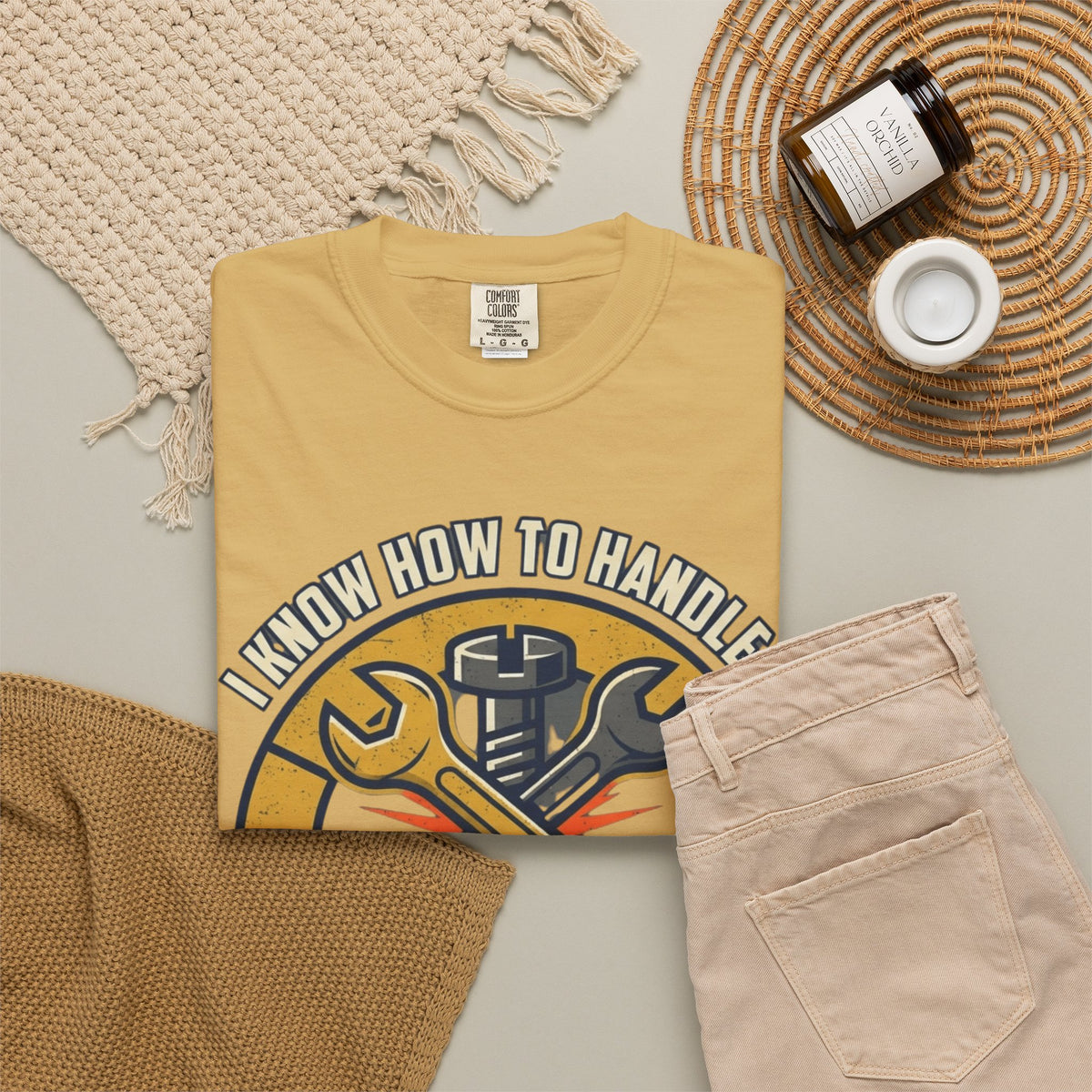 Color: Mustard | Tight Screw and a Loose Nut Unisex Garment-Dyed Tee
