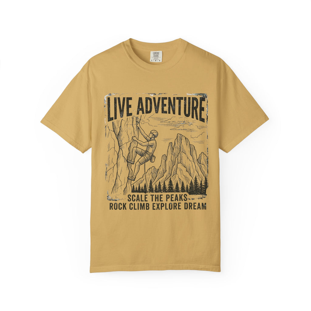 "Live Adventure - Climb" Unisex Garment-Dyed Tee