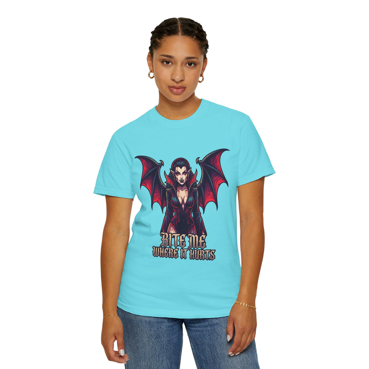 Color: Lagoon Blue | Bite Me Where It Hurts Unisex Garment-Dyed Tee