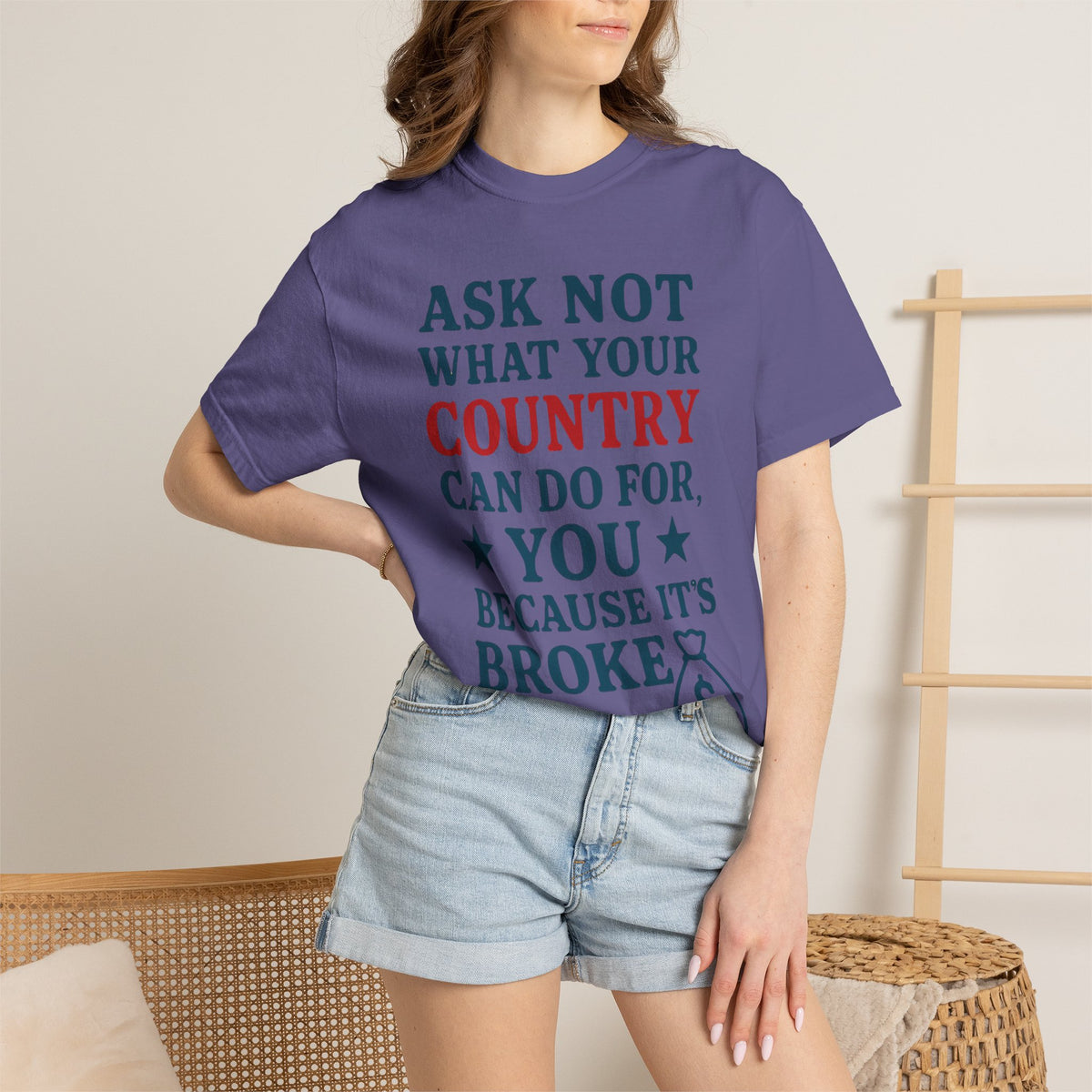 Color: Grape | Because It’s Broke Unisex Garment-Dyed T-shirt