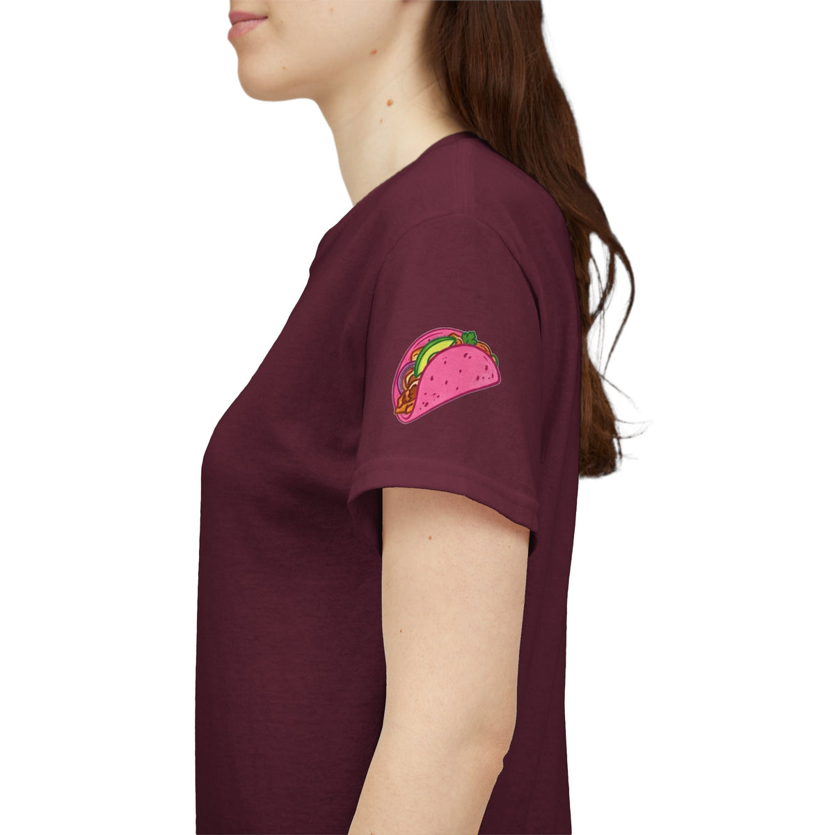 Color: Maroon | I Love Pink Tacos Premium Graphic Tee