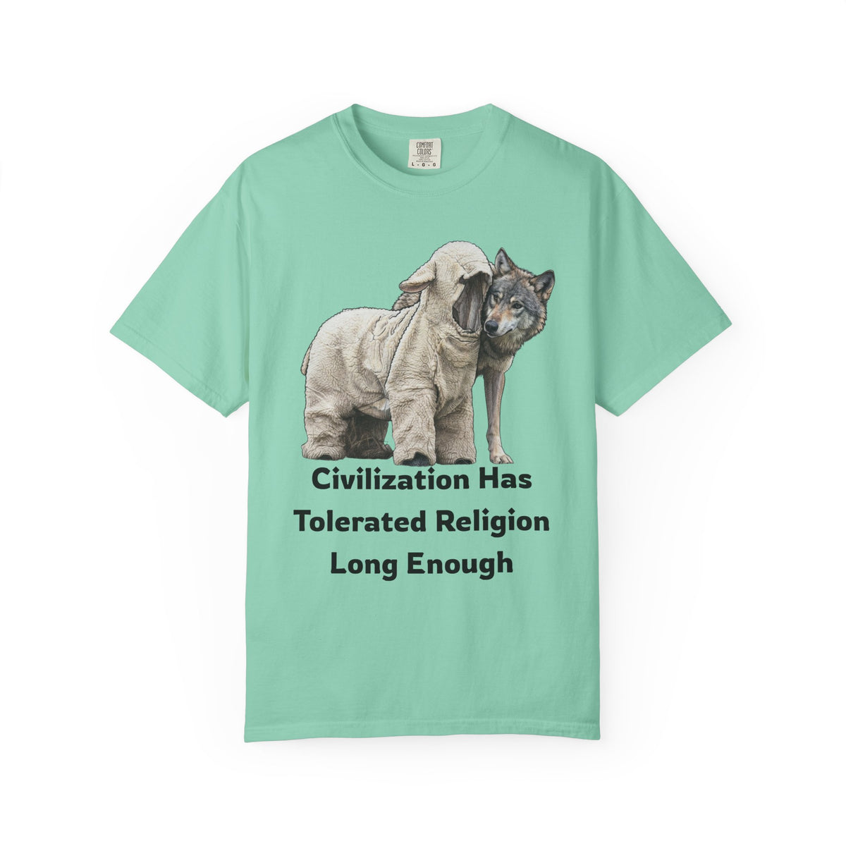 Color: Island Reef | Civilization Tolerated Religion Unisex Garment-Dyed Tee